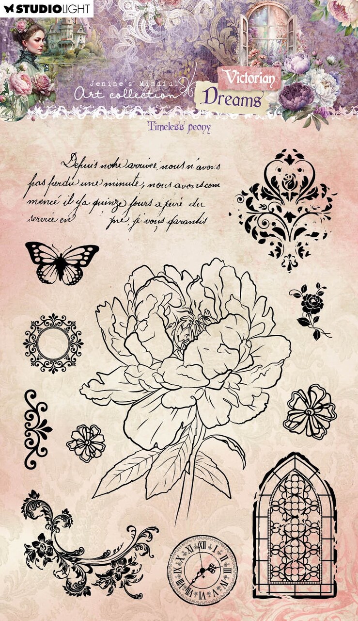 Studio Light Jenine's Mindful Art Clear Stamp-Nr. 610, Timeless Peony